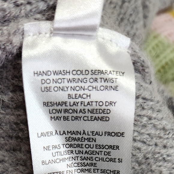 ANTHROPOLOGIE Colleen Pullover Alpaca Wool Blend Sweater Medium Rainbow Gray - Picture 14 of 15